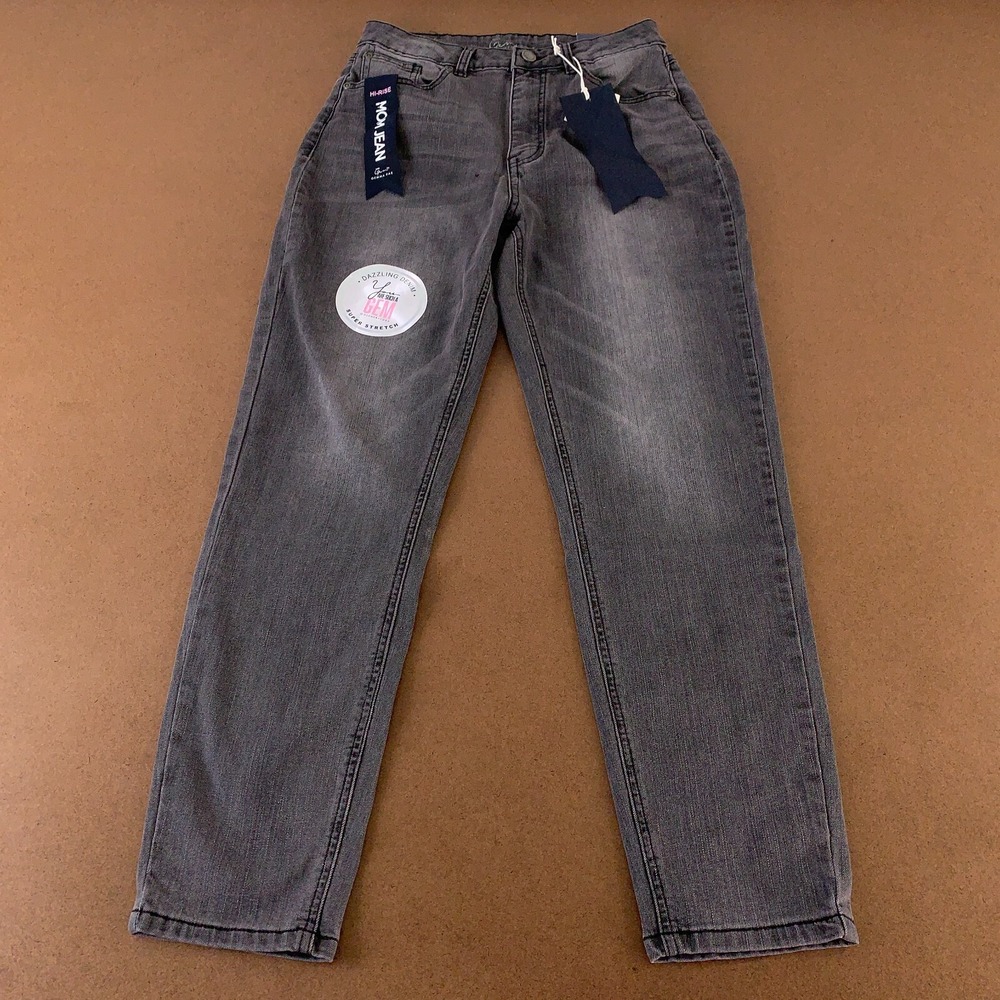 Gem by Gemma Rae Juniors Size 7 Gray Super Stretch Denim Hi Rise Mom Jeans NWT